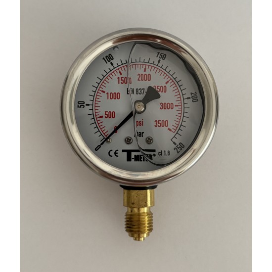 Manometru 0/250 bar Ø63 - cu certificat de etalonare